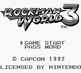 Rockman World 3 title screen for GameBoy